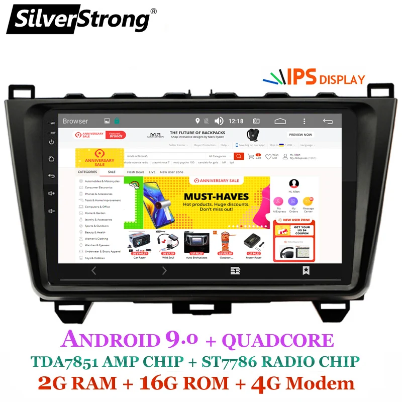 Discount SilverStrong Android9.0 9inch 4G Car DVD for Mazda 6 Atenza IPS DSP option Android Radio Car Android GPS Stereo Audio(no DVD) 1