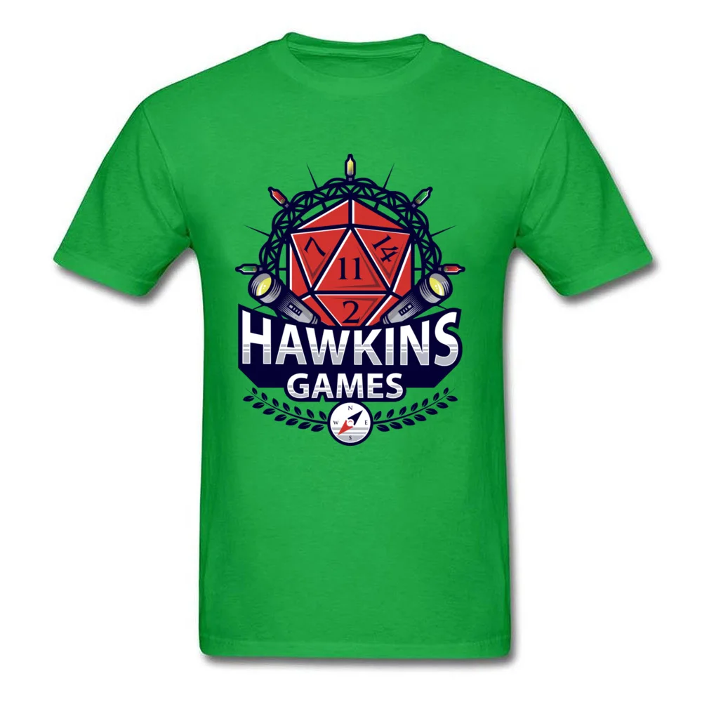 Casual Hawkins Games Crewneck Top T-shirts NEW YEAR DAY Tops Shirts Short Sleeve for Adult 2018 100% Cotton Fabric Party T Shirt Hawkins Games green