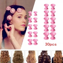 30 шт./компл. мягкие резиновые Магия Волос бигуди для ухода силиконовые щипцы для завивки волос без тепла инструмент для укладки волос синий