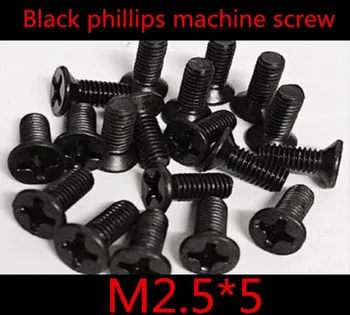 

1000pcs/lot DIN7985 M2.5*5 Steel With Black Cross Recessed Phillips Flat Head Countersunk Machine Screw