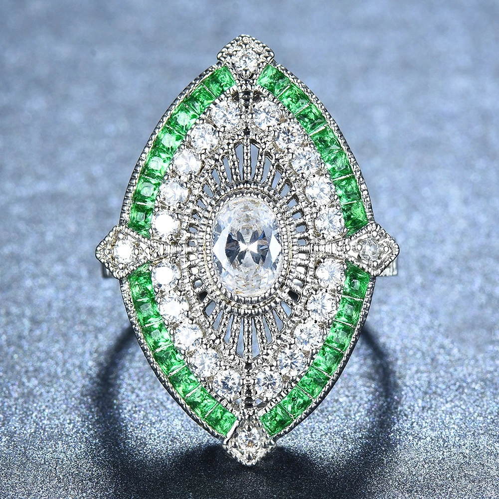 Женские Мужские антикварные 925 серебряные большие широкие кольца для мужчин и женщин зеленый камень белый циркон обручальные кольца турецкие ювелирные изделия Изумрудное кольцо