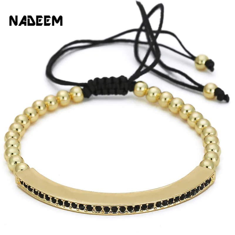 

NADEEM New Elegant Gold Color Women Adjustable Bracelets & Bangles Anil Arjandas Micro Pave CZ Braiding Macrame Charm Bracelet