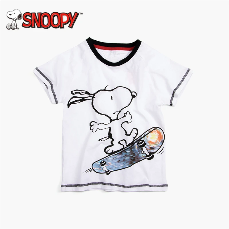 Snoopy/Летняя футболка с героями мультфильмов для мальчиков и девочек спортивная