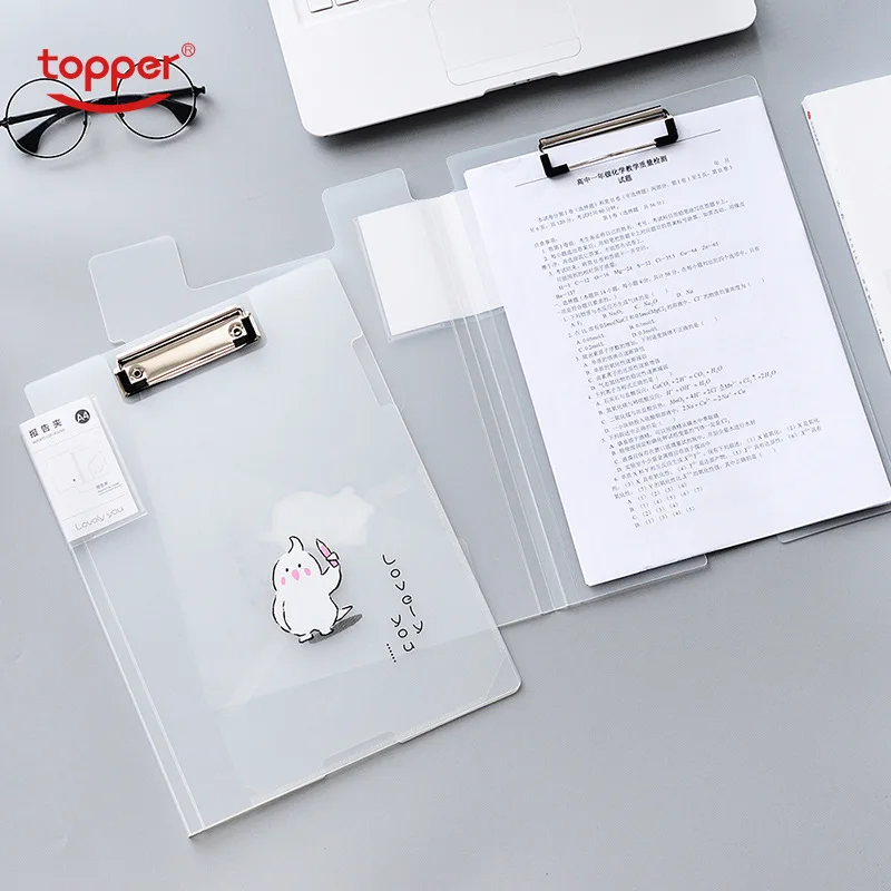 

TOPPER 4pcs/set Cilp file Creative PP semi-transparent report folder Multi-function A4 folder Folder test paper clip stationery