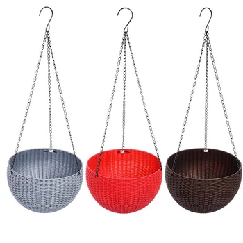 

Lovely Convenient Hanging Planter Flower Pot Basket Round Rattan Plastic Durable For Garden Outdoor Plant Hot XH8Z ST13