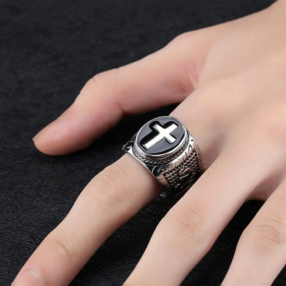 Панк кольцо Anillos для мужчин нержавеющая сталь в готическом стиле крест украшения