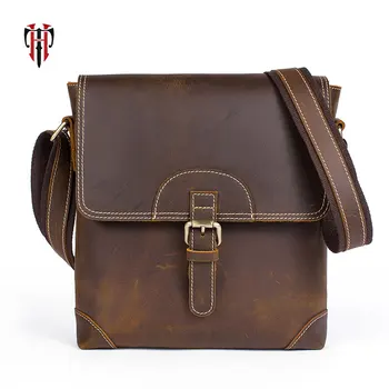 

TIANHOO vintage fashion man bags of genuine leather 100% soft cow leather men's shoulder & crossbody bags resistant scratch