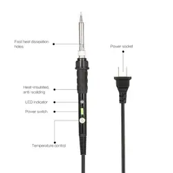 Регулировка температуры Электрический паяльник Комплект выключатель питания сварочный Ремонт Инструменты паяльная станция тепловой