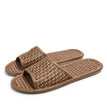 Летние Тапочки из натурального бамбука, ротанга, тростниковой травы; мужские повседневные тапочки; Нескользящие тапочки для пар
