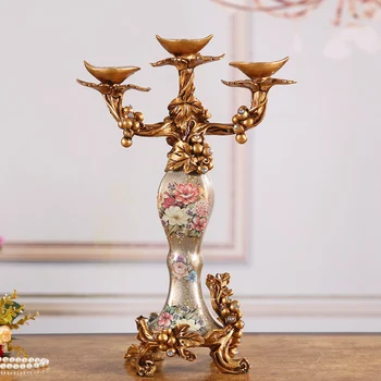 

American classical European style retro romantic table three head ornaments Candlestick Candlestick decorations crafts