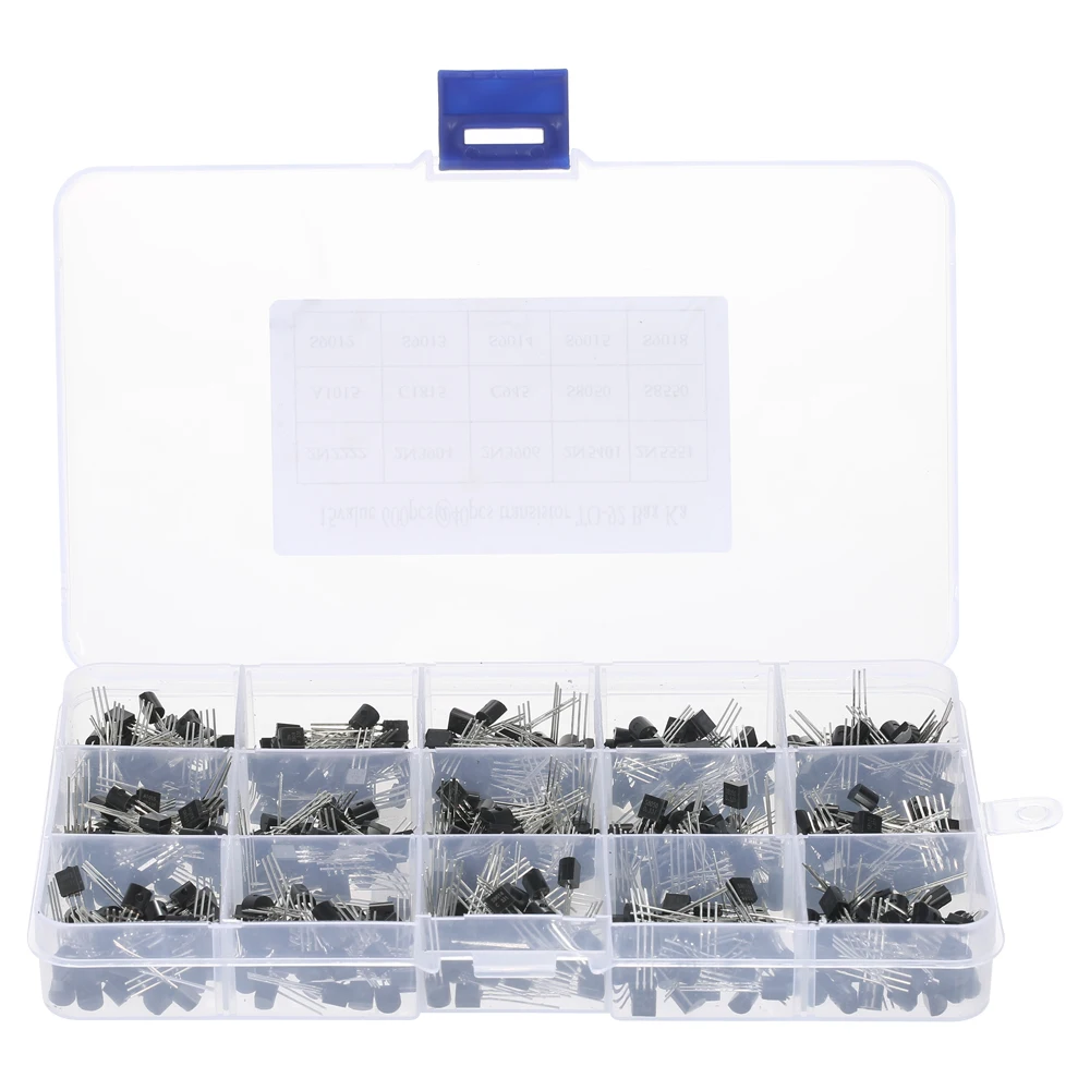 600pcs 15Values*40pcs TO 92 Transistors Pack Transistor Assortment Kit