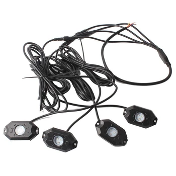 

4Pcs 9W RGB LED Rock Light Kit Underbody Glow Trail Rig Lamp for Jeep Wrangler JK 4x4 Truck SUV Off-Road Boat