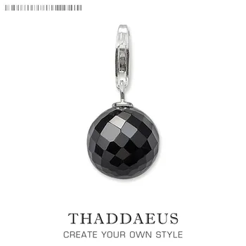 

Black Gray Hanging Crystal 925 Sterling Silver Suncatchers Crystal Faceted Ball Pendant Charm Fit Bracelet Necklace for Women