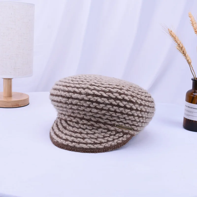 

New Fashion Panama Winter Kitted Berets Hat Full Color Lady Warm Winter And Fall Hats For Women Octagonal Chapeau