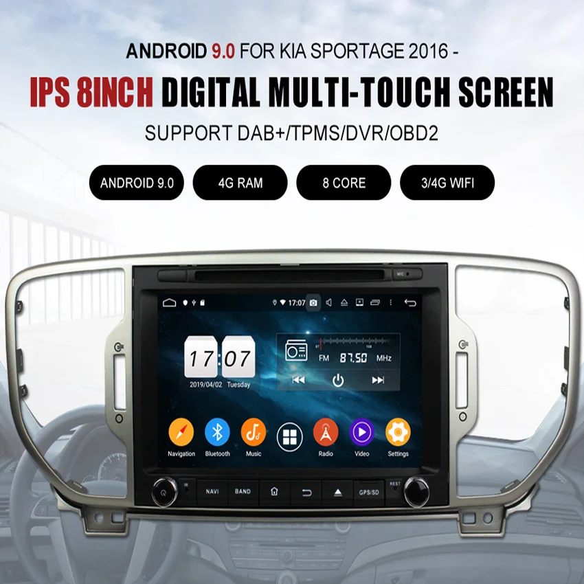 Flash Deal KANOR Android 9.0 Octa Core 4+32g Car DVD Player for KIA Sportage 2016 car radio audio video player 2 din gps navigation 2