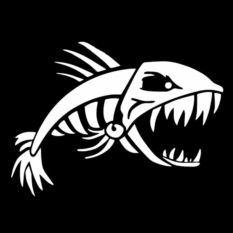 YJZT 16.5CM*12CM Skeleton Fish Fisherman Vinyl Decal Car Window Car Sticker  Black/Silver C24-0865