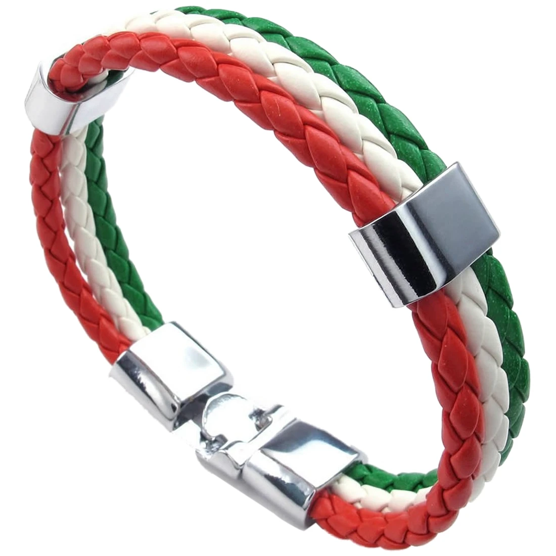 

Jewelry bracelet, Italian flag bangle, leather alloy, for men's women, green white red