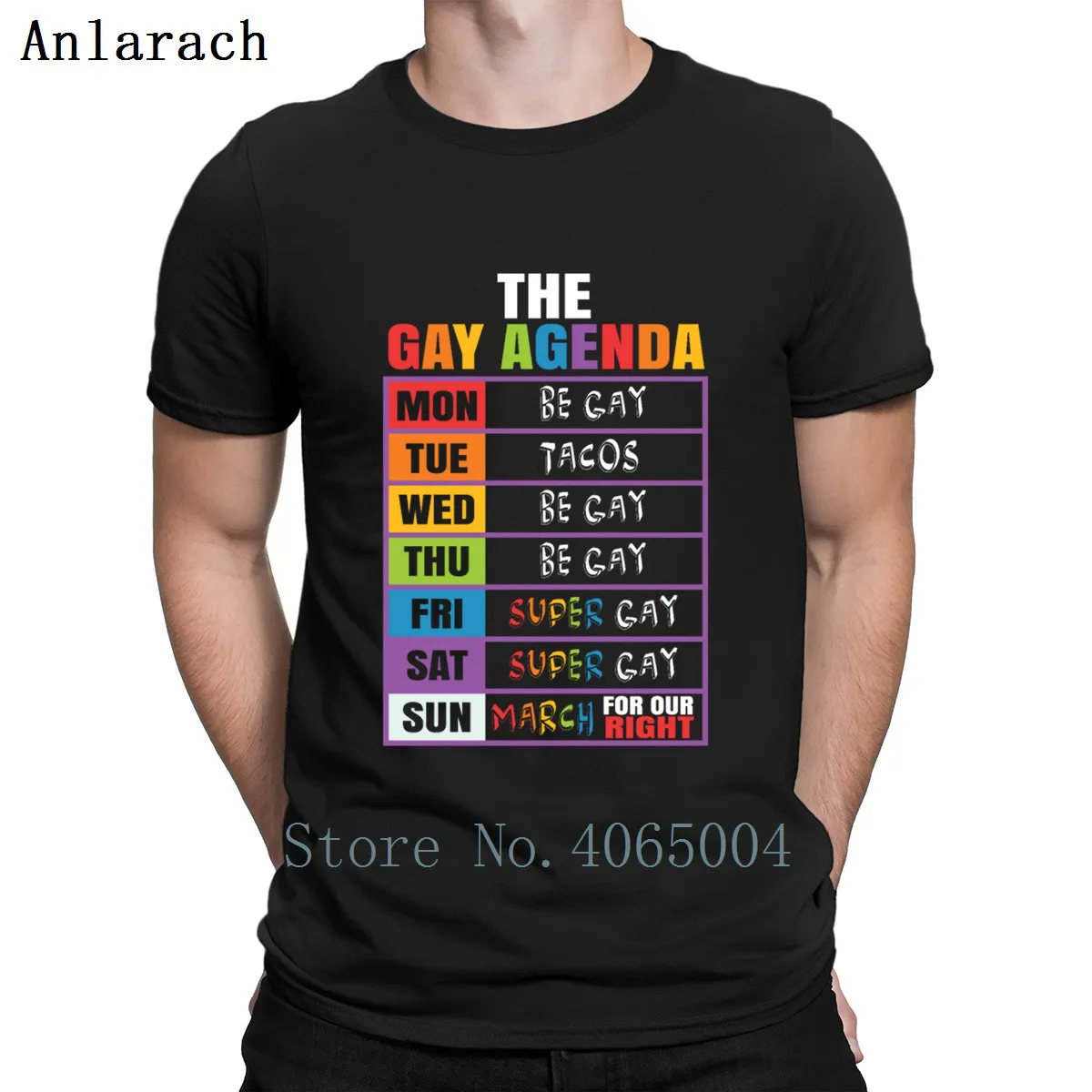 

Lgbt The Gay Agenda Mon Be Gay Tue Tacos Wed Be T Shirt Crazy Short Sleeve Spring Autumn Normal Normal Personalized S-3xl Shirt