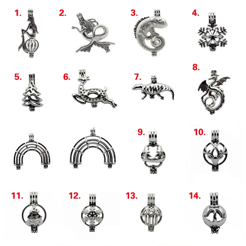 

Clearance More Than 25 styles Pearl Cage Jewelry Findings Cage Pendant Essential Oil Diffuser Oyster Pearl For Women