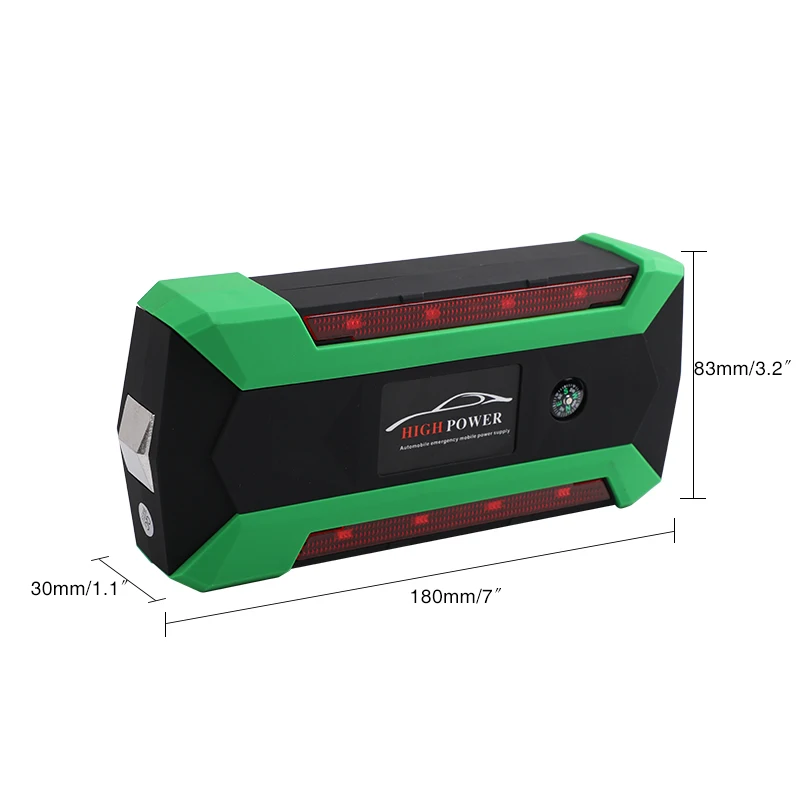 20000mAh Car Jump Starter 600A Peak Current Car Battery Power Pack 12V Green Light Strip Auto Charger Portable Starting Device