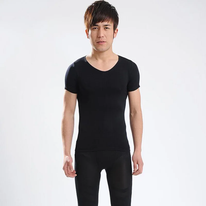 

30pcs/lot Body Shaper Men's Taping Inner Black Short Sleeve T shirt