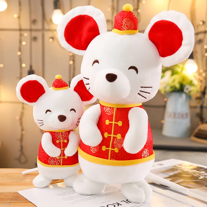 Rat Year Kawaii China Dress Mascot Rat Plush Mouse in Tang suit Soft Toys Chinese New Year Party Decoration Gift