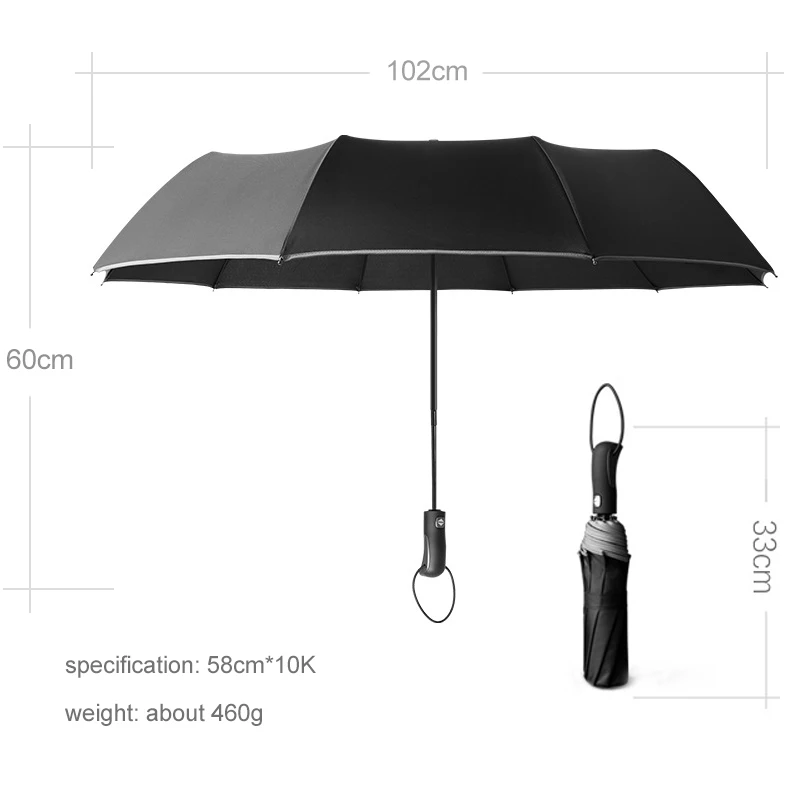Новое Поступление Автоматический складной зонтик 10 ребер ветрозащитный светоотражающий зонтик дождь женский мужской деловой стиль полностью автоматический Paraguas