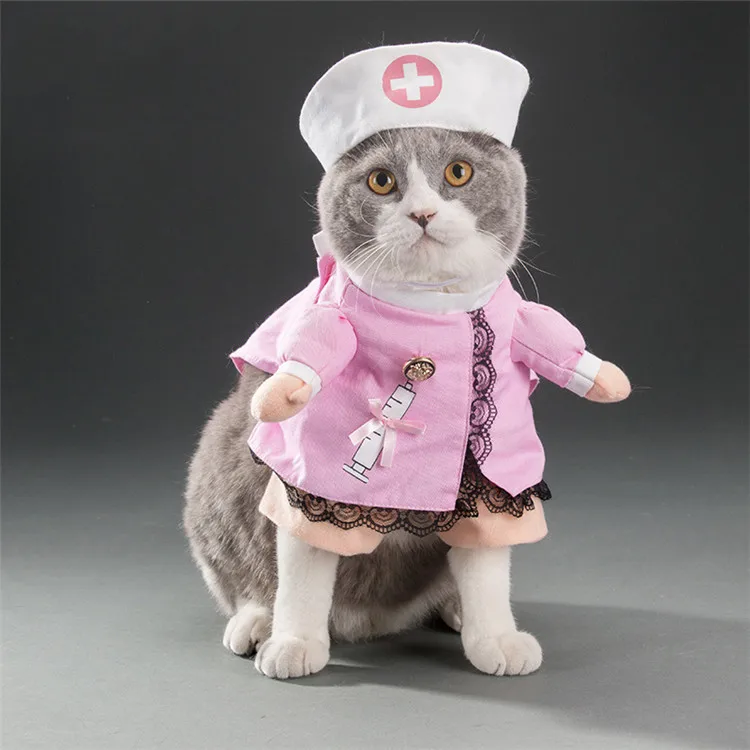 PipiFren забавные Маленькие кошки одежда собаки одежда медсестра Хэллоуин для платья домашних животных кошка товары vetement chat vestito трость