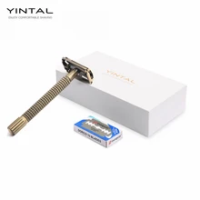 Безопасная бритва бабочка двухсторонняя бритва с длинной ручкой латунь Navaja de seguridad de maripos 1 Бритва+ 10 лезвий+ 1 упаковочная коробка