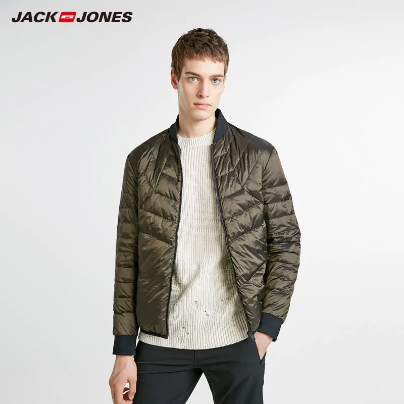 JackJones Мужская зимняя бейсбольная куртка с воротником с тепловым пухом | 218412510 - Цвет: Utility Green