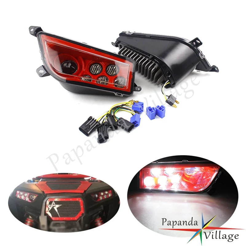 

Vehicle Red LED Front Headlights OEM Left Right Headlamp ATV Projector Lighting for Polaris General 1000 2016-2018