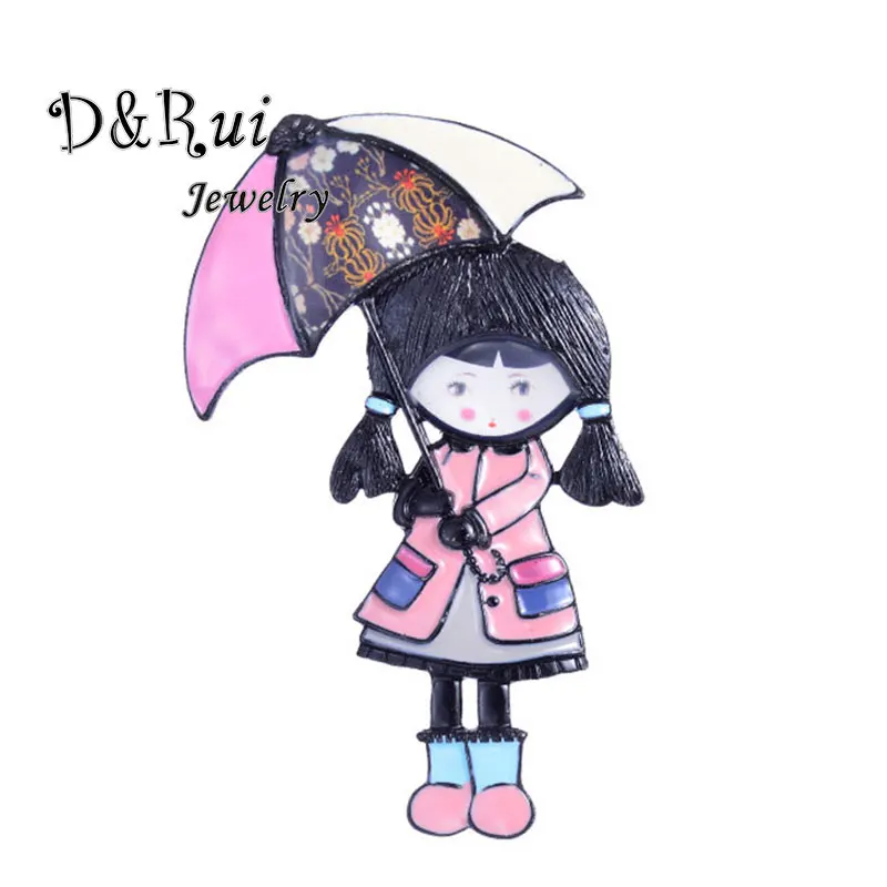 

Pretty Girl With Umbrella Brooches Exquisite Elegant Doll Brooch Pins Fashion High Quality Enamel Jewelry Accessories 2019 New