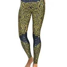 JIGERJOGER Осень Желтый Мандала Леггинсы для женщин 4XL XXXL XXL плюс размеры тренировочные эластичные джинсы для спортивная одежда mujer эластичный кальсоны йоги
