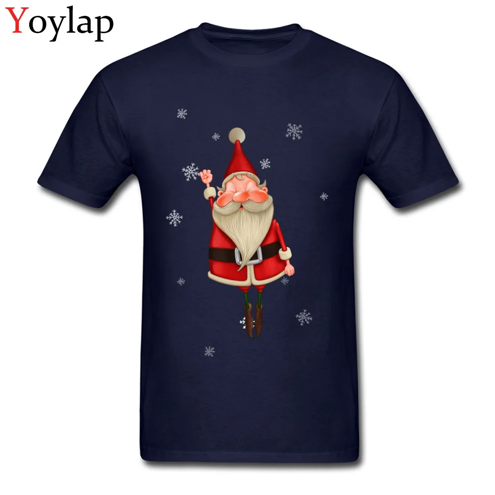 T-shirts Design Short Sleeve Funny Crewneck 100% Cotton Fabric Tops Shirts Unique Summer Santa Claus Flying Tee-Shirts for Men navy