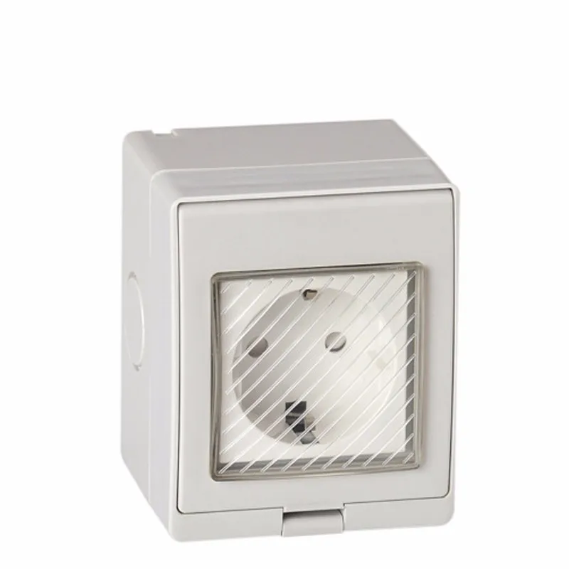 

Shierak Outdoor Ip55 Grade 16a 250v Wall Waterproof Dust-proof Eu Standard Power Socket German Electrical Outlet With Cover