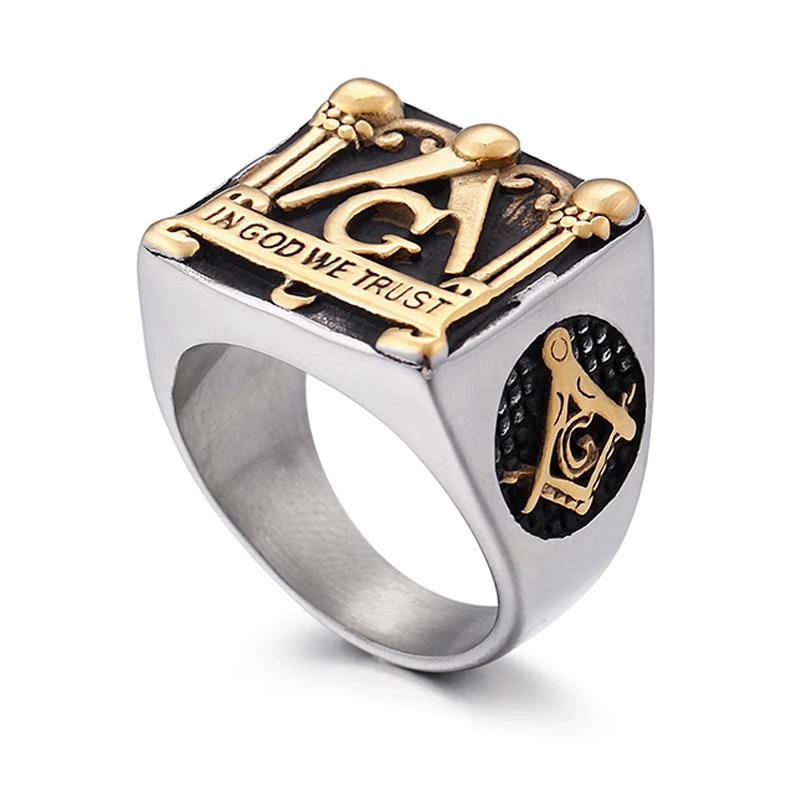 Freemasonry Free Mason Ring College Style Titanium Steel AG Masonic Ring Freemasonry Free Mason Ring College Style Titanium Steel AG Masonic Ring