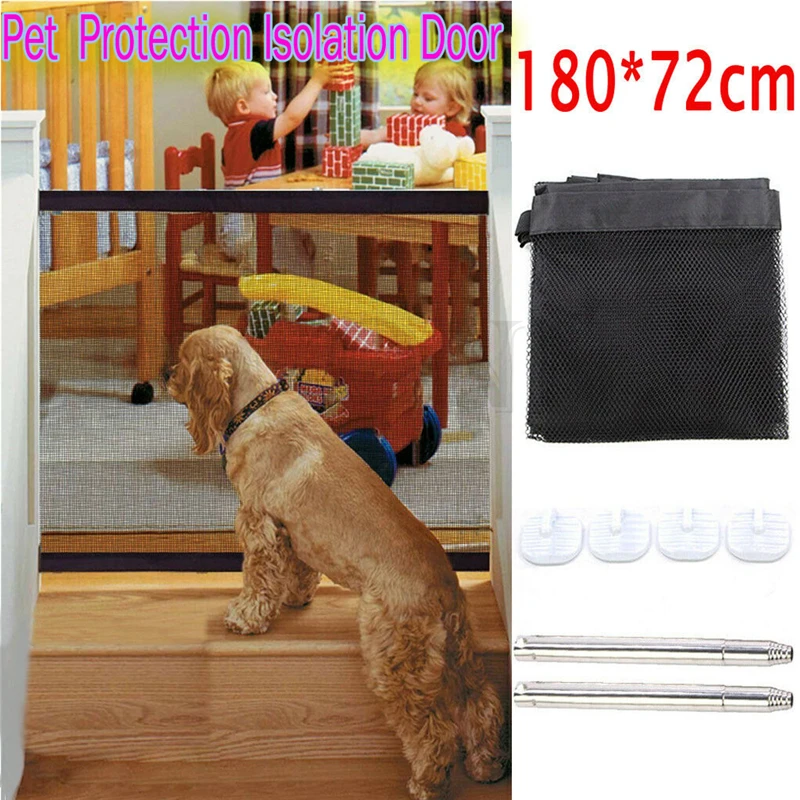 

Pet Barrier Portable Folding Breathable Mesh Net Magic Mesh Pet Dog Gate Net Door Barrier Safe Guard Fence Enclosure 180x72cm