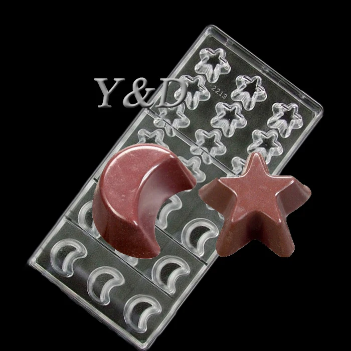 Форма для выпечки в форме Луны и звезды из поликарбоната|polycarbonate chocolate mold|polycarbonate