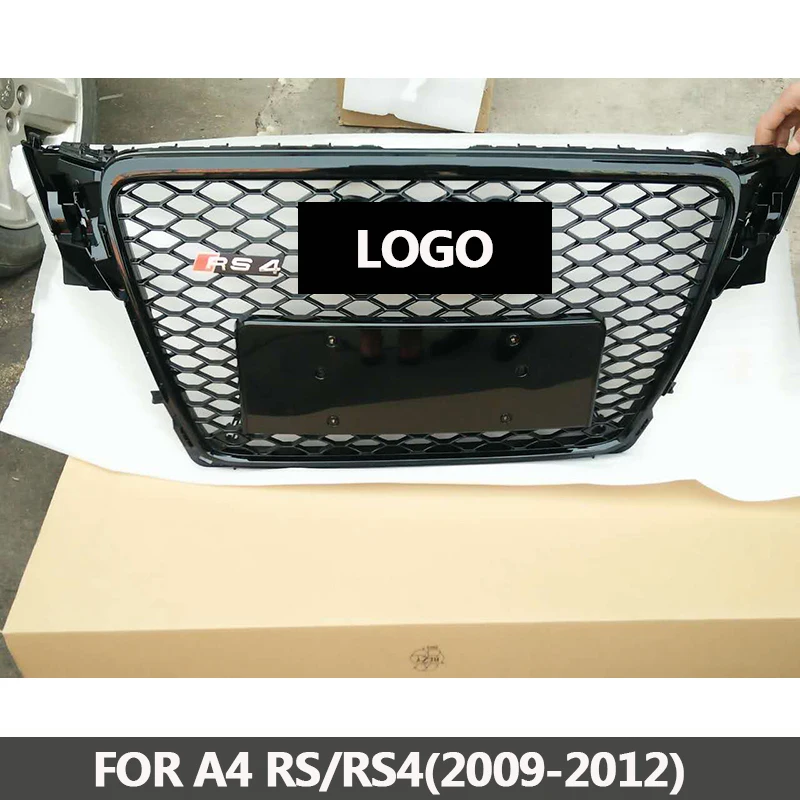 RS4-Styling A4 B8 Grill ABS Black Painted Front Honey Mesh Grille for Audi A4 S4 RS4 B8 Sedan / Coupe / Convertible 2009-2012