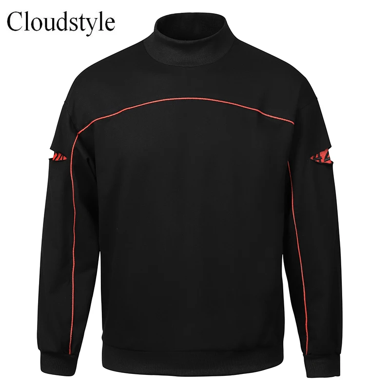 

Cloudstyle 2018 New Arrival Sweatshirt Solid Color Long Design Sleeves Pullover Male Streetwear Fashion Autumn Men Sweatshirt