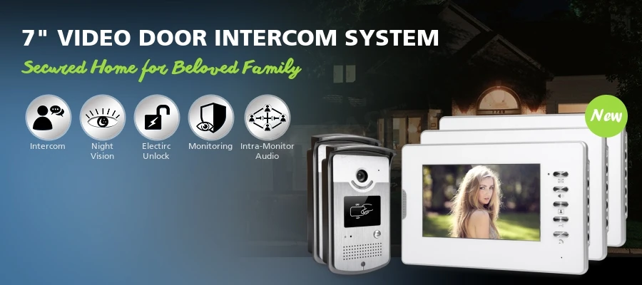 HOMSECUR 7 "Hands-free видео домофон система вызова с брелоками разблокировка камеры