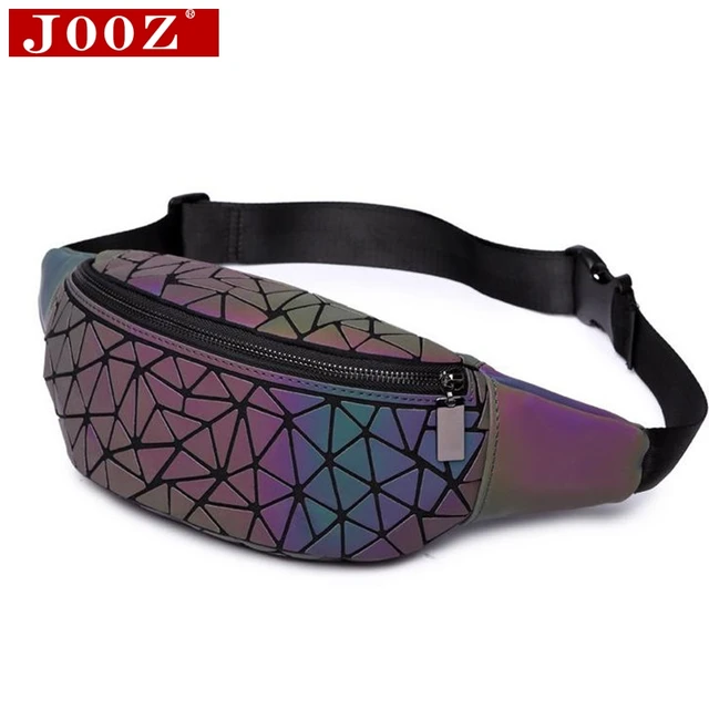 Fashion fanny pack Bananka women chest Packs 2018 PVC material Hip Bag Geometric luminous holographic waist pack belt bag Travel