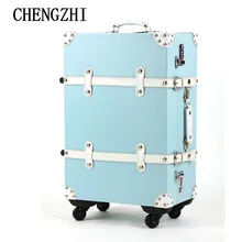CHENGZHI2" 24" 2" дюймов женские ретро сумки на колёсиках Spinner Высокая емкость дорожные сумки пароль каюта чемодан колеса