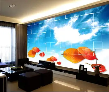 

3D wallpaper/custom photo wall paper/Blue sky red leaves falling/TV/sofa/Bedroom/KTV/Hotel//Children room