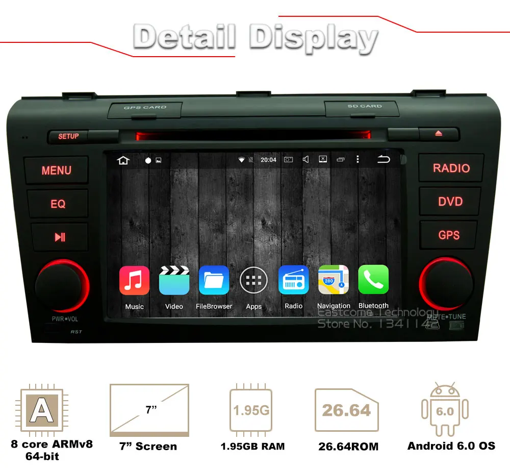 Cheap Pure Android 6.0 Car DVD for Mazda 3 2004 2005 2006 2007 2008 2009 With Octa Core Radio Bluetooth Rear View Camera 1