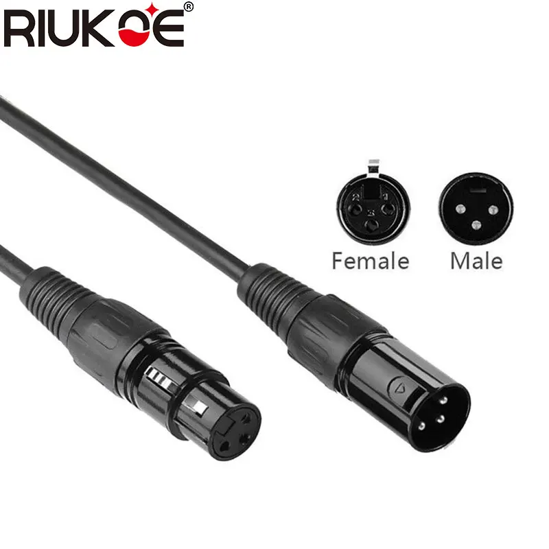 

RIUKOE 10pcs/lot DMX cable 3pin signal metal connector plug 1 meter accessories moving head led par stage dj disco light music