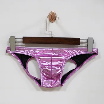 

Sexy Leather Jockstrap Men Briefs Gay Mens Underwear Backless Low Waist Elastic Panties Male Cockcon Brand Black Purple Gold