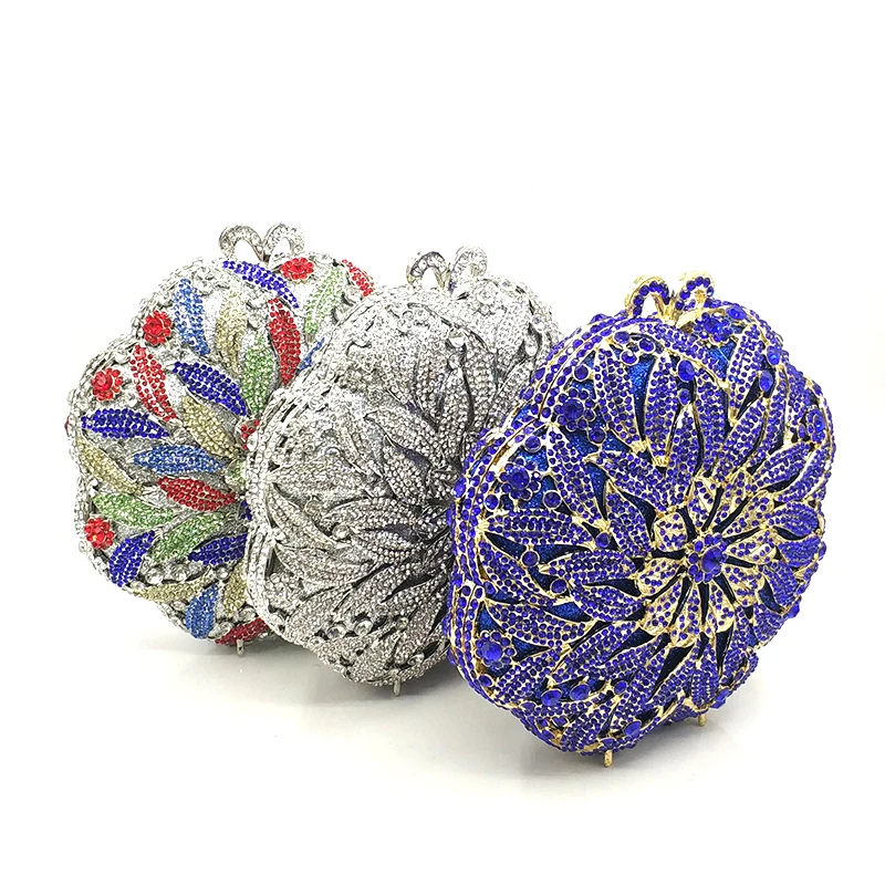 

Newest Bridal party purse women evening party handbag luxury diamonds wedding crystal clutches elegant flower crystal purses