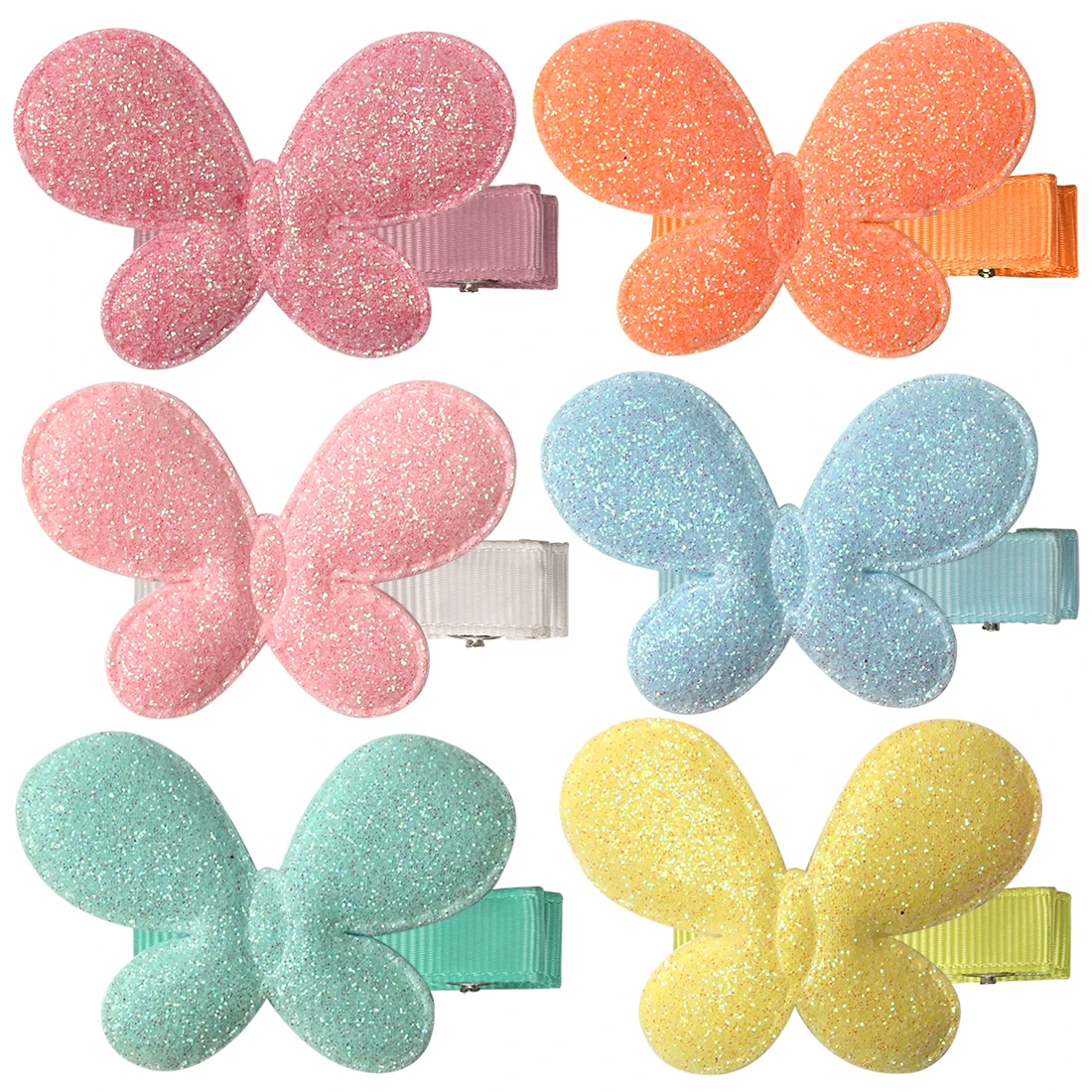 3butterfly hair clip XIMA 12 шт./партия Новая блестящая заколка для волос для девочек звезда сердце бабочка Корона резинки для волос для девочек аксессуары для волос шпильки микс 6 цветов - Цвет: 3butterfly hair clip