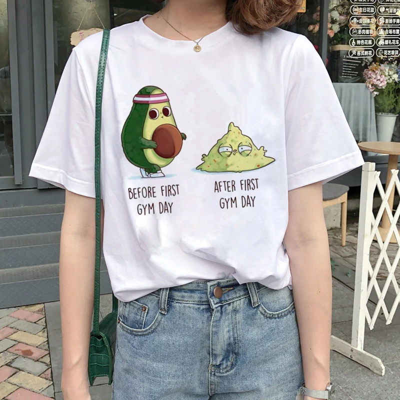 Harajuku авокадо Vegan футболки женские маленькие свежие Ullzang футболка Забавный мультфильм 90s футболка корейский стиль Графический Топ Тройники женские